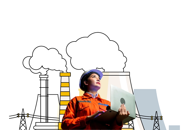 industrial equipment supplier & repair service, Industrial illustration and person